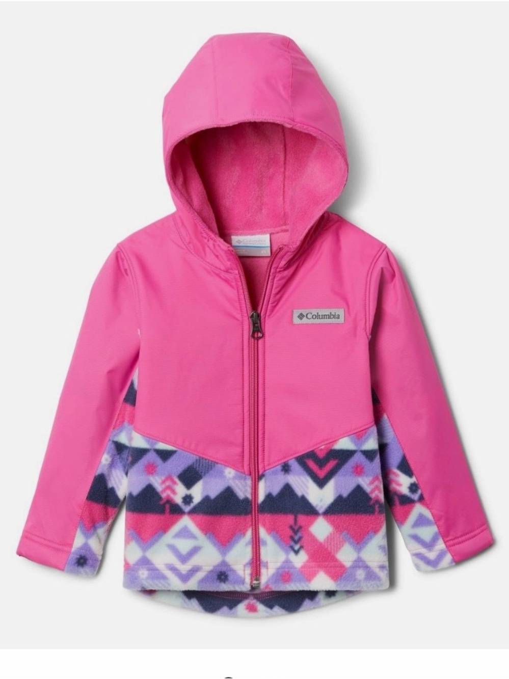 5/$25 Columbia Baby Girls Hot Pink Overlay Hooded Fleece Jacket
